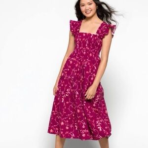 NWOT Hill House Small Ellie Nap Dress in Burgundy Botanical